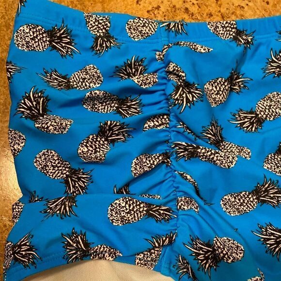 TORRID BLUE pineapple print RUCHED HIGH WAIST SWIM BOTTOMS - Picture 8 of 9